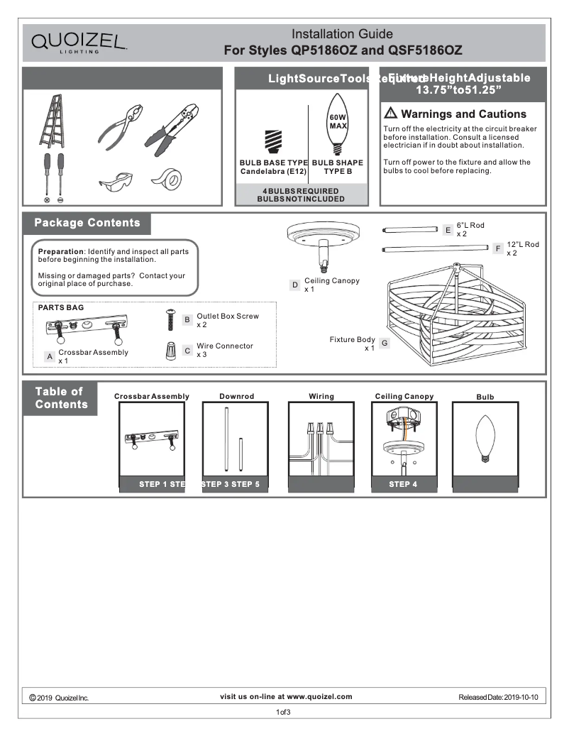 Image de la première page du manuel de l'appareil Escher QSF5186OZ