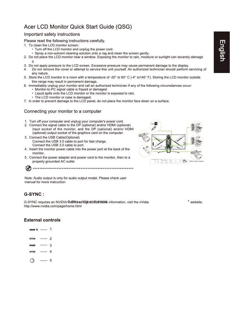 Page 1 de la notice Guide de démarrage rapide Acer Predator X34