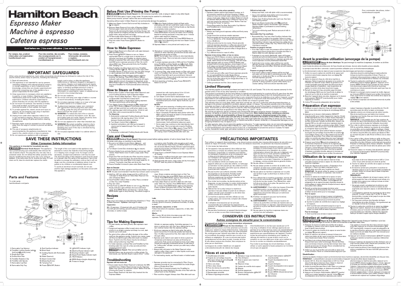 Page n°1 - Manuel d'utilisation et d'entretien Hamilton Beach Slide & Lock 40731