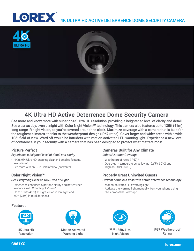 Page n°1 - Fiche technique Lorex C861XC-W