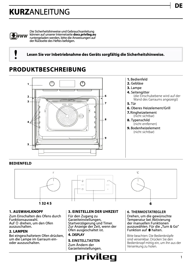 Página 1 del manual Manual de uso y mantenimiento Privileg PBWK3 OH8V IN