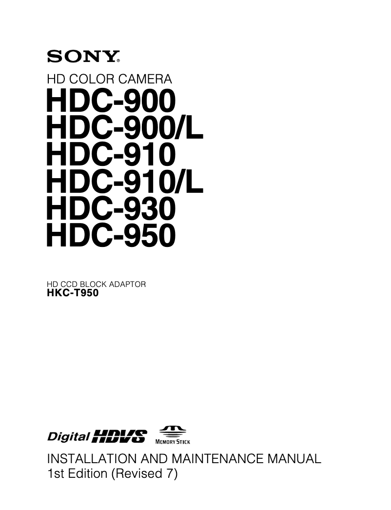 Page 1 de la notice Manuel utilisateur Sony HDC-930