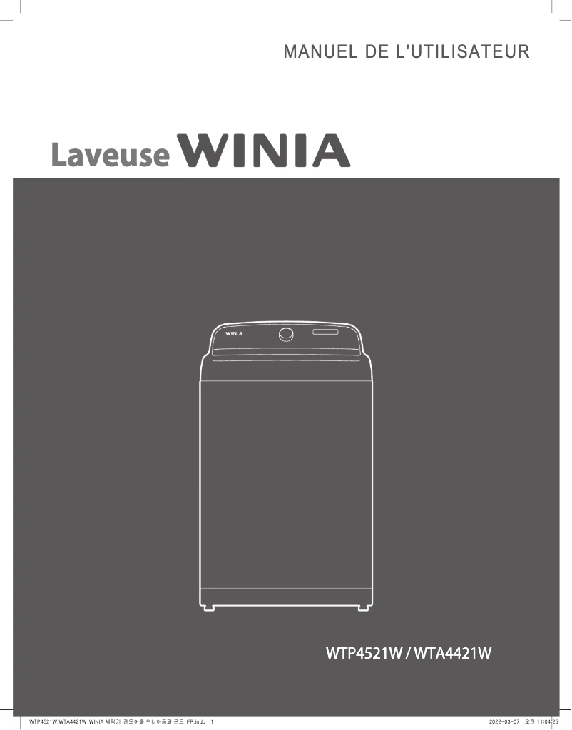 Page n°1 - Manuel utilisateur Winia WTA4421W