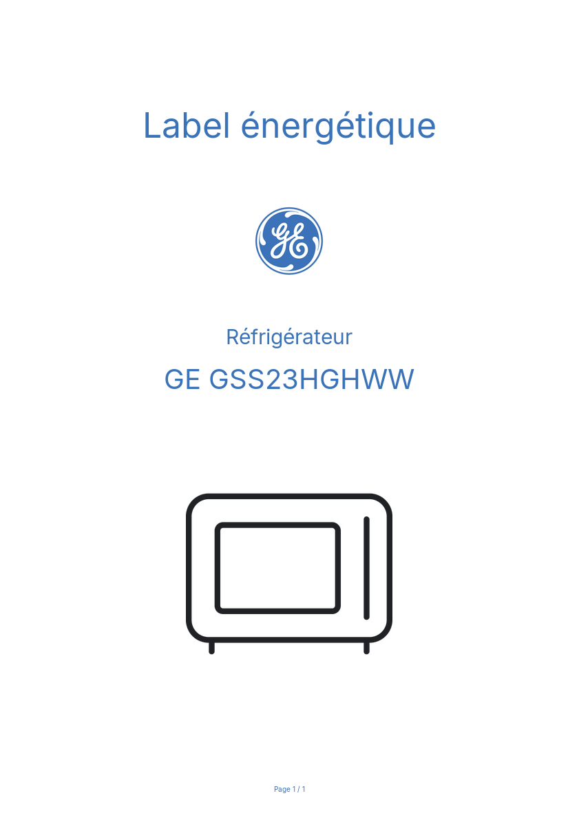 Image de la première page du manuel de l'appareil GSS23HGHWW