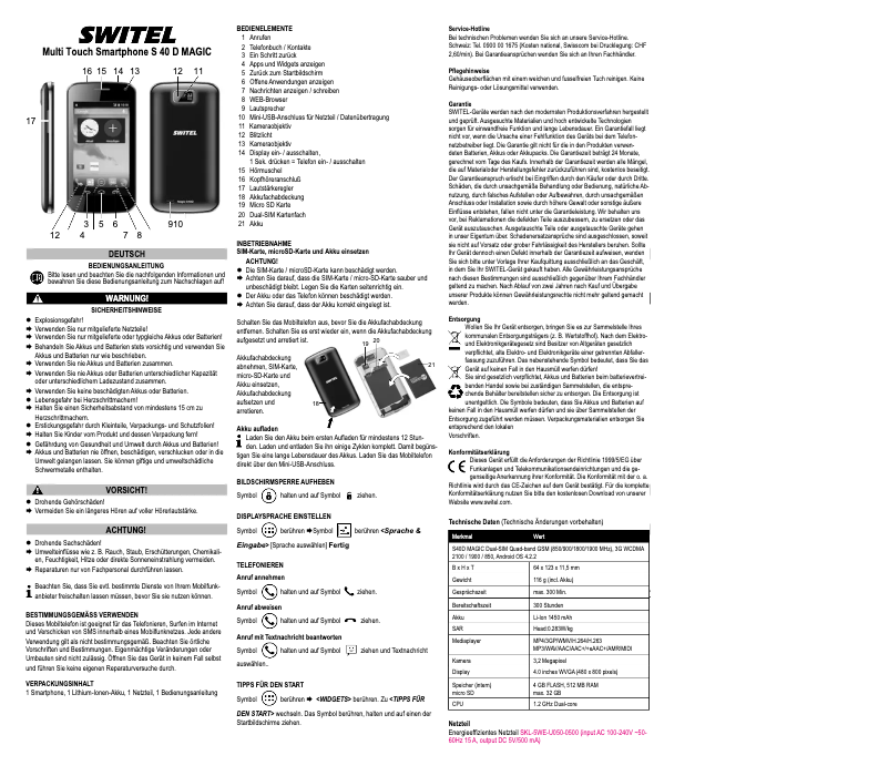 Image de la première page du manuel de l'appareil S40D Magic
