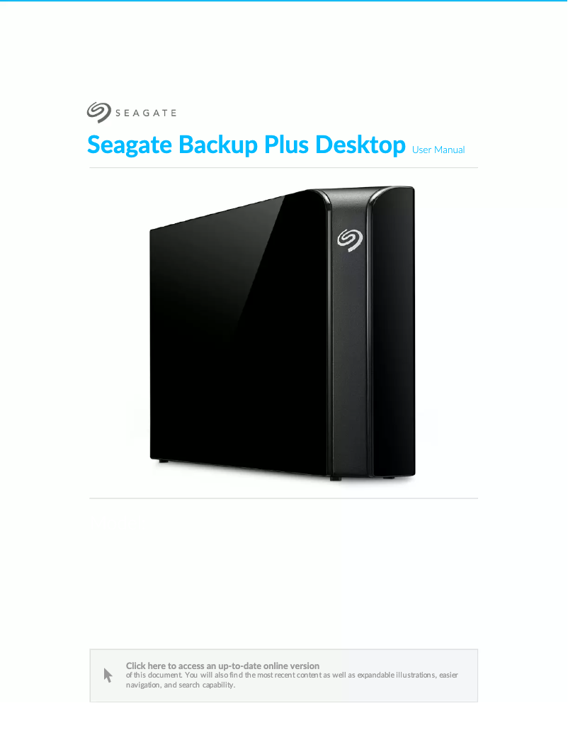 Page 1 de la notice Manuel utilisateur Seagate Backup Plus Desktop