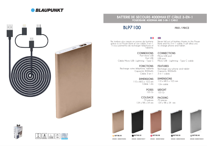 Image de la première page du manuel de l'appareil BLP7100