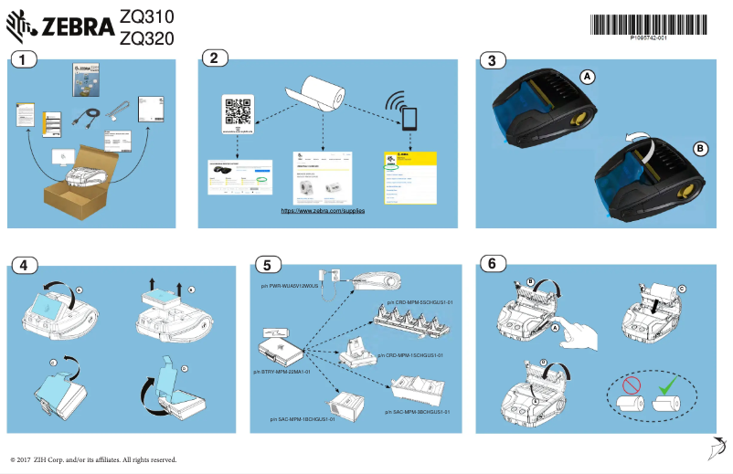 Page 1 de la notice Guide de démarrage rapide Zebra ZQ300