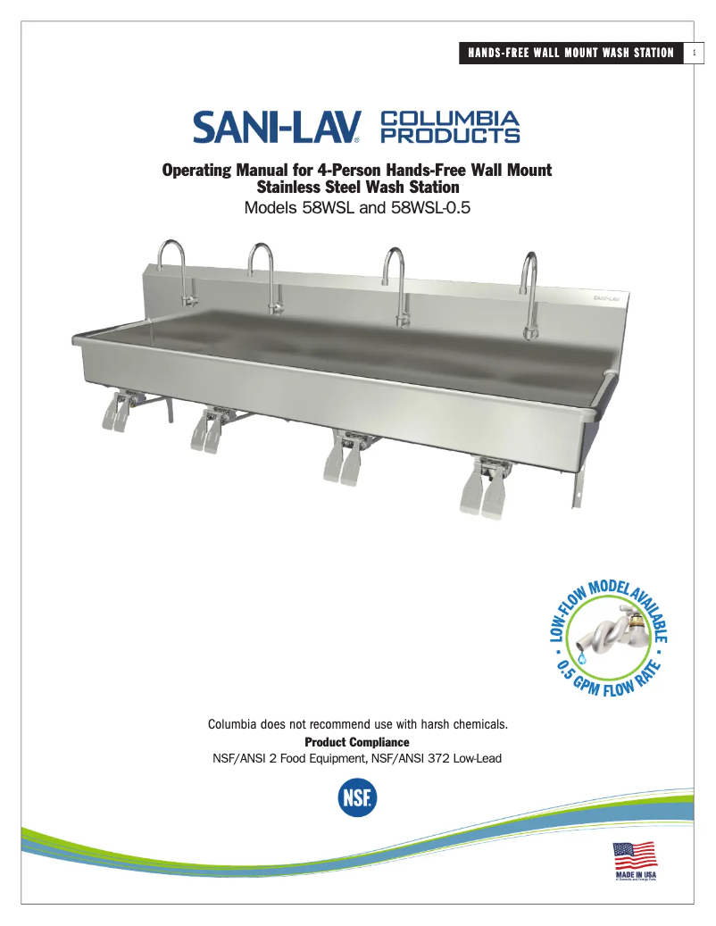 Page 1 de la notice Manuel utilisateur Sani-Lav 58WSL