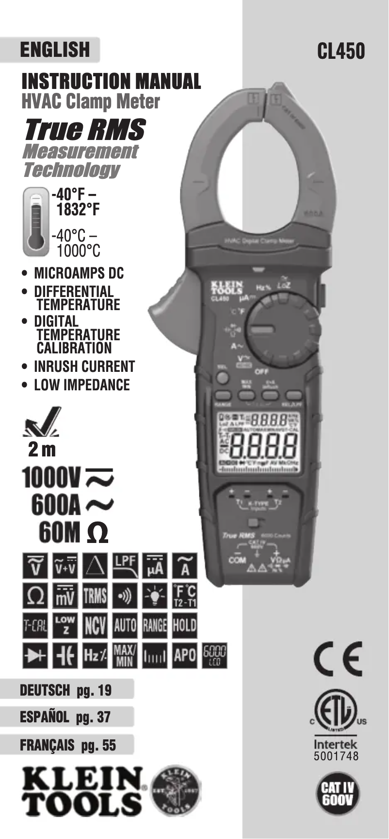 Image de la première page du manuel de l'appareil CL450
