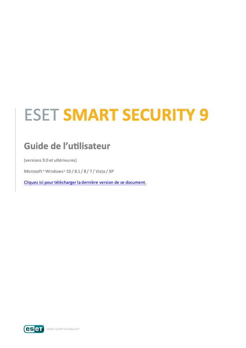 Page n°1 - Manuel utilisateur ESET Smart Security 9