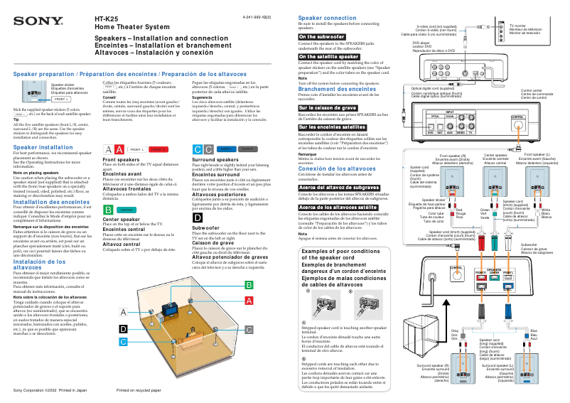 Image de la première page du manuel de l'appareil HT-K25