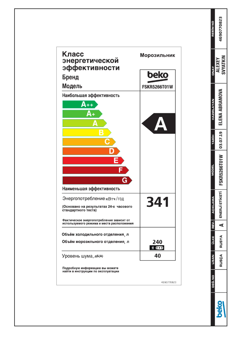 Page n°1 - Manuel utilisateur Beko FSKR5266T01W