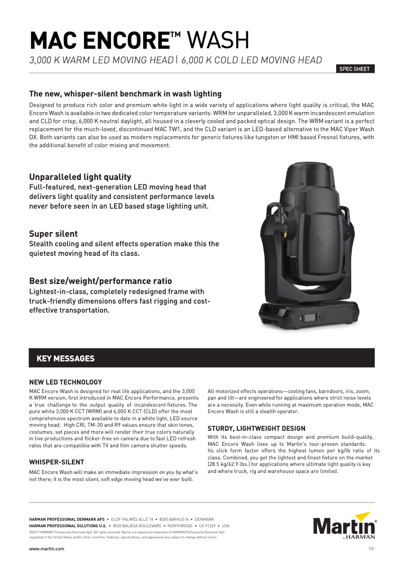 Image de la première page du manuel de l'appareil MAC Encore Wash WRM