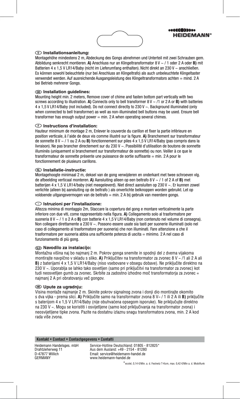 Page 1 de la notice Manuel utilisateur Heidemann 70160