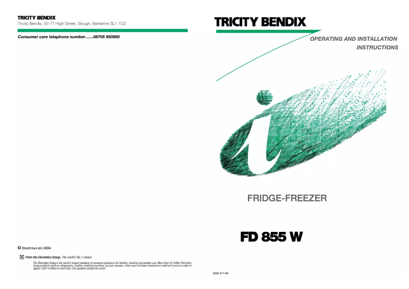 Page n°1 - Manuel utilisateur Tricity Bendix FD855W