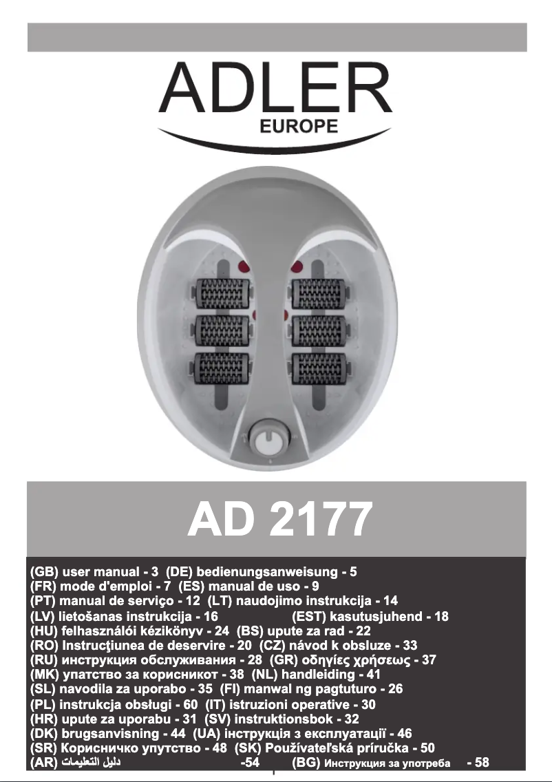 Page 1 de la notice Manuel utilisateur Adler AD 2177