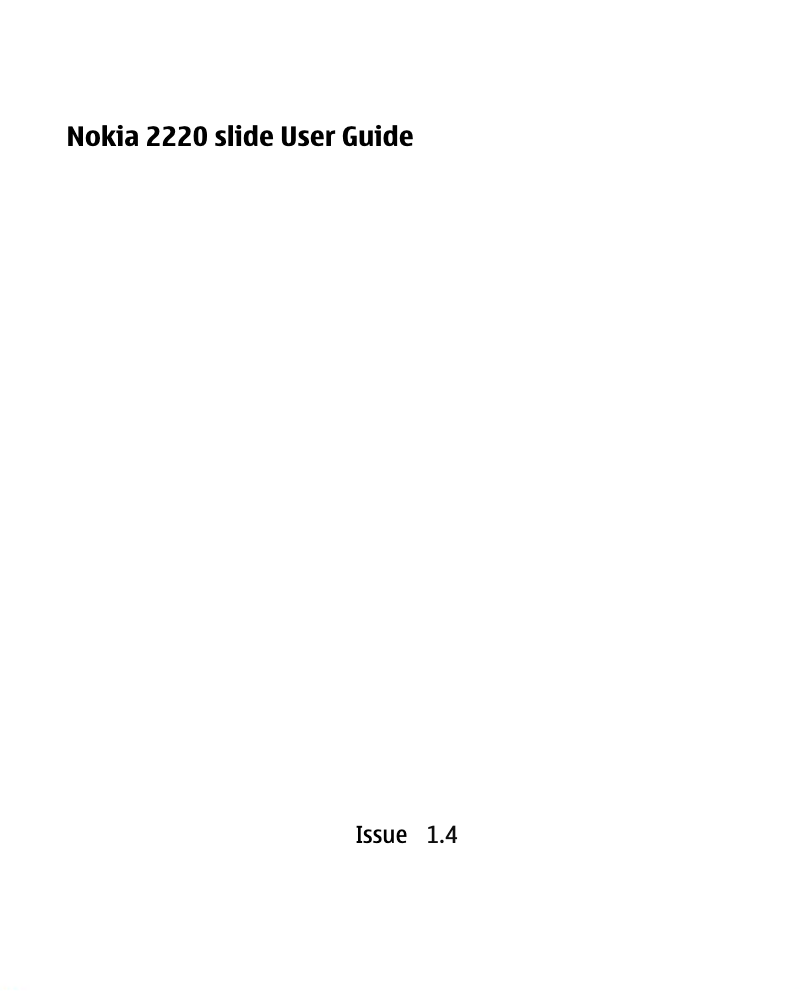 Page 1 de la notice Manuel utilisateur Nokia 2220 Slide