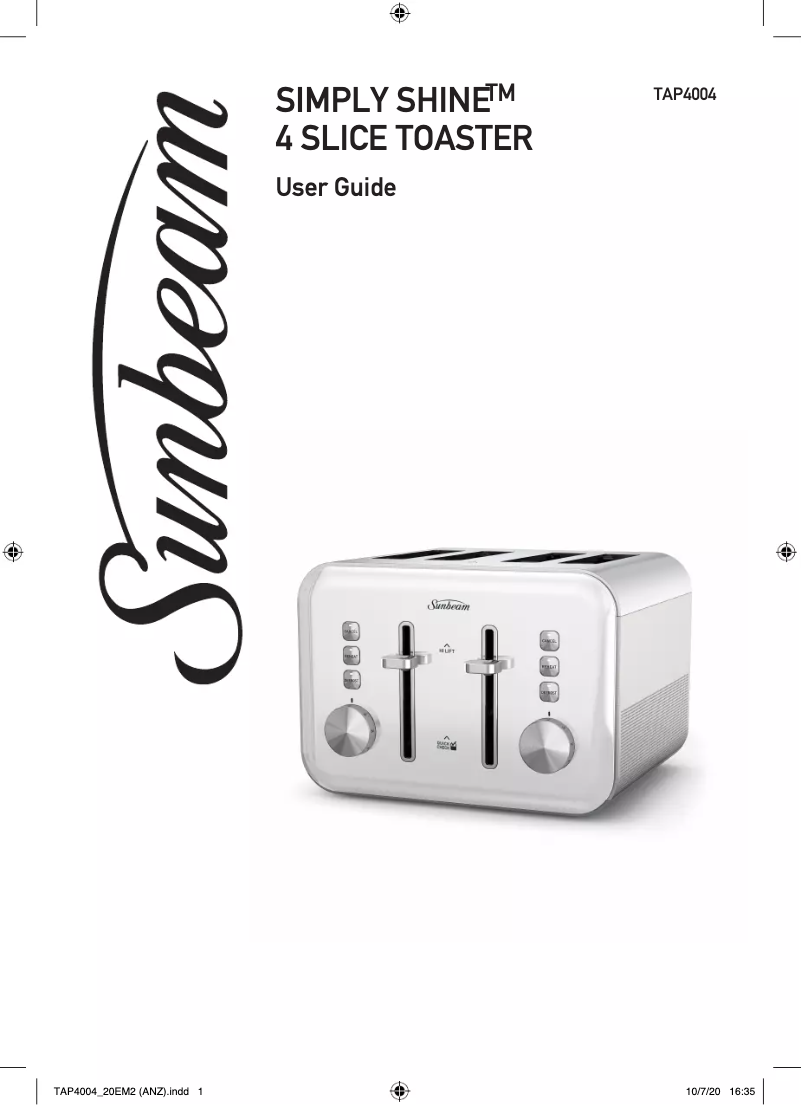 Imagen de la primera página del manual del dispositivo Simply Shine TAP4004