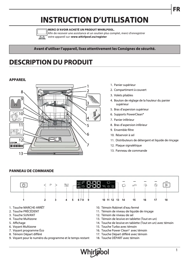 Page 1 of the manual User Manual Whirlpool WIP 4041 PLEG