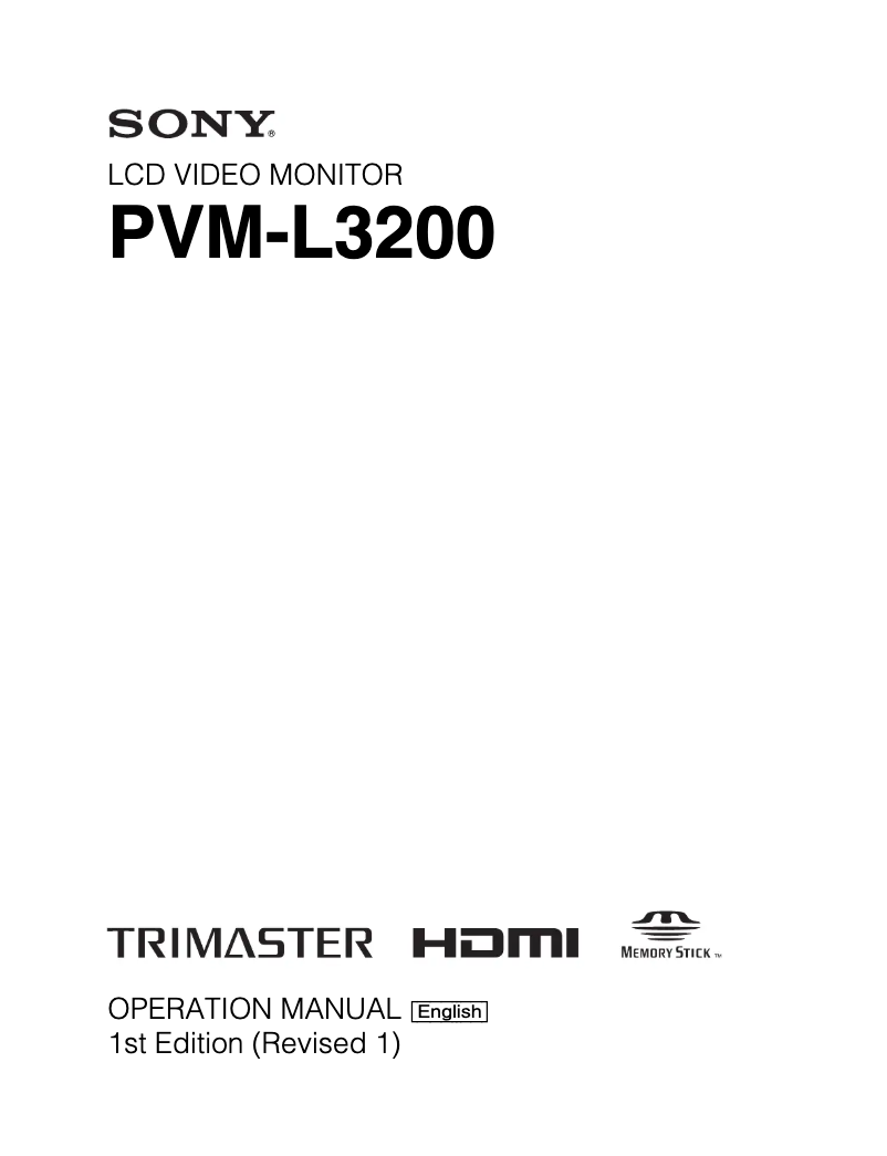 Page n°1 - Manuel utilisateur Sony PVM-L3200