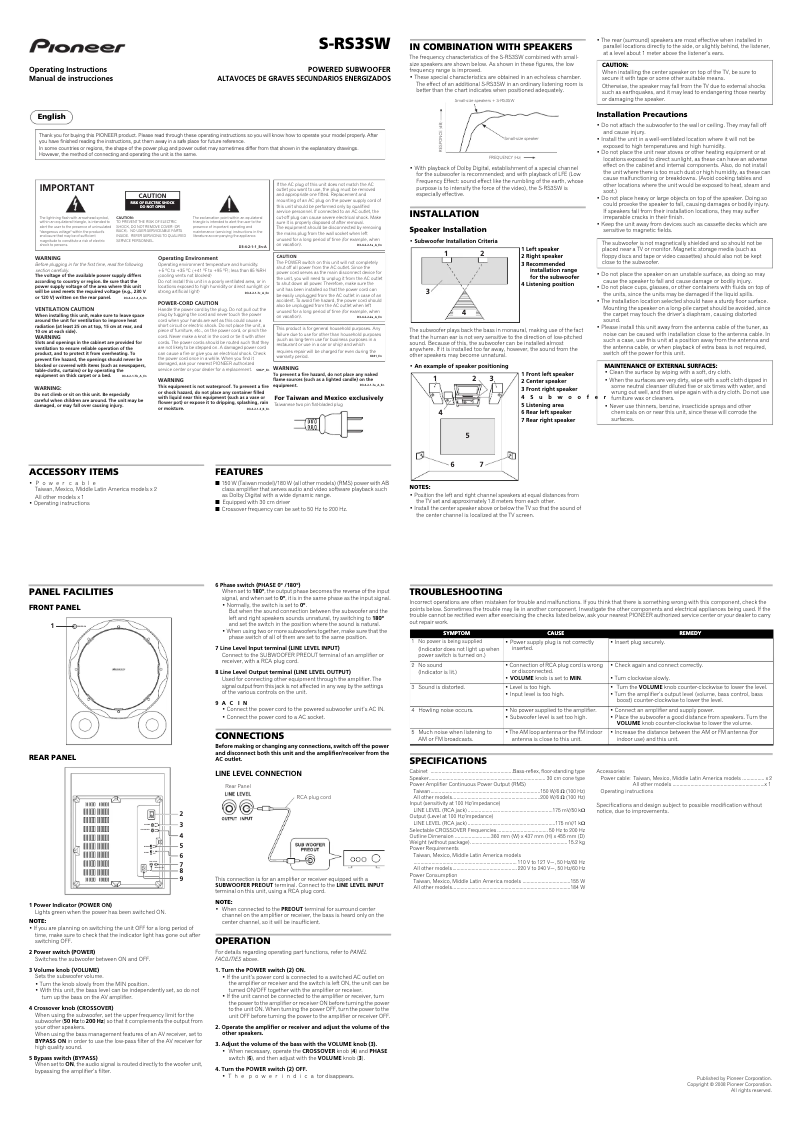 Image de la première page du manuel de l'appareil S-RS3SW