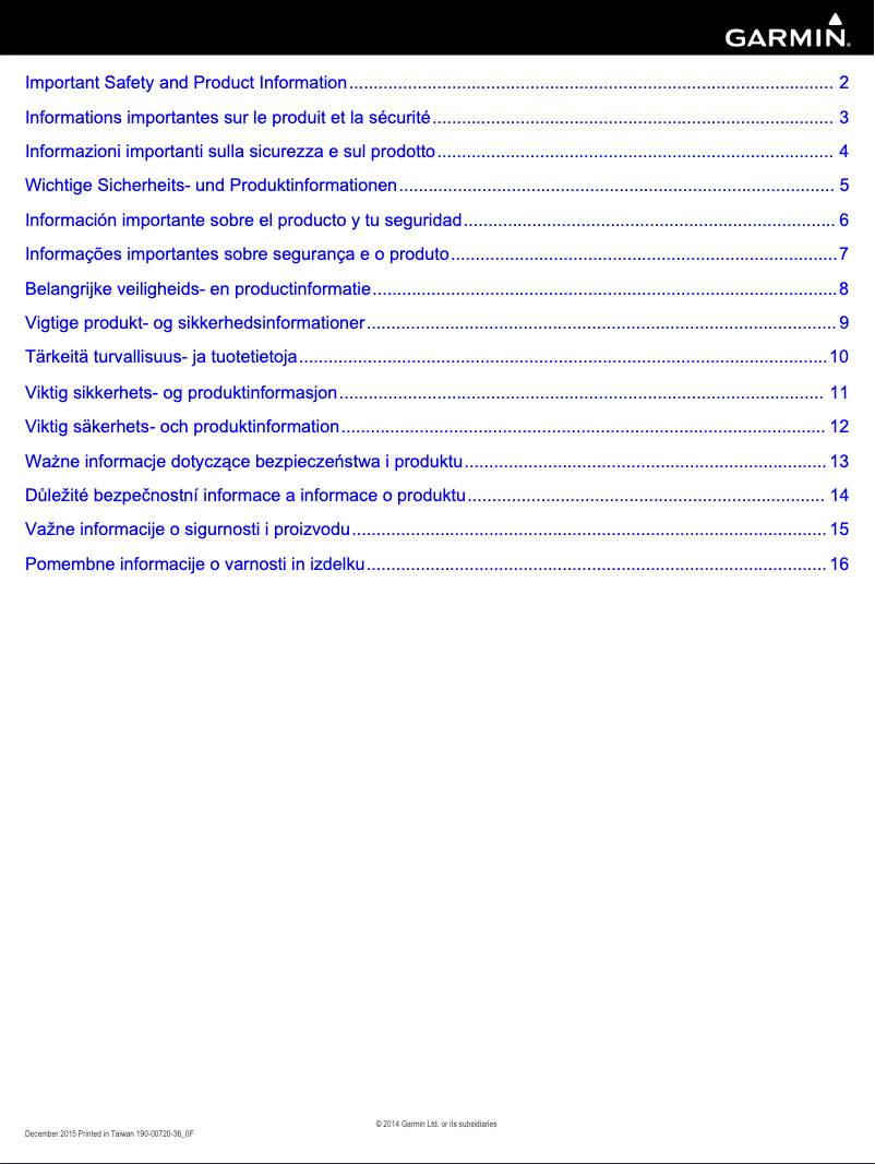 Page 1 de la notice Manuel utilisateur Garmin Vivofit 1