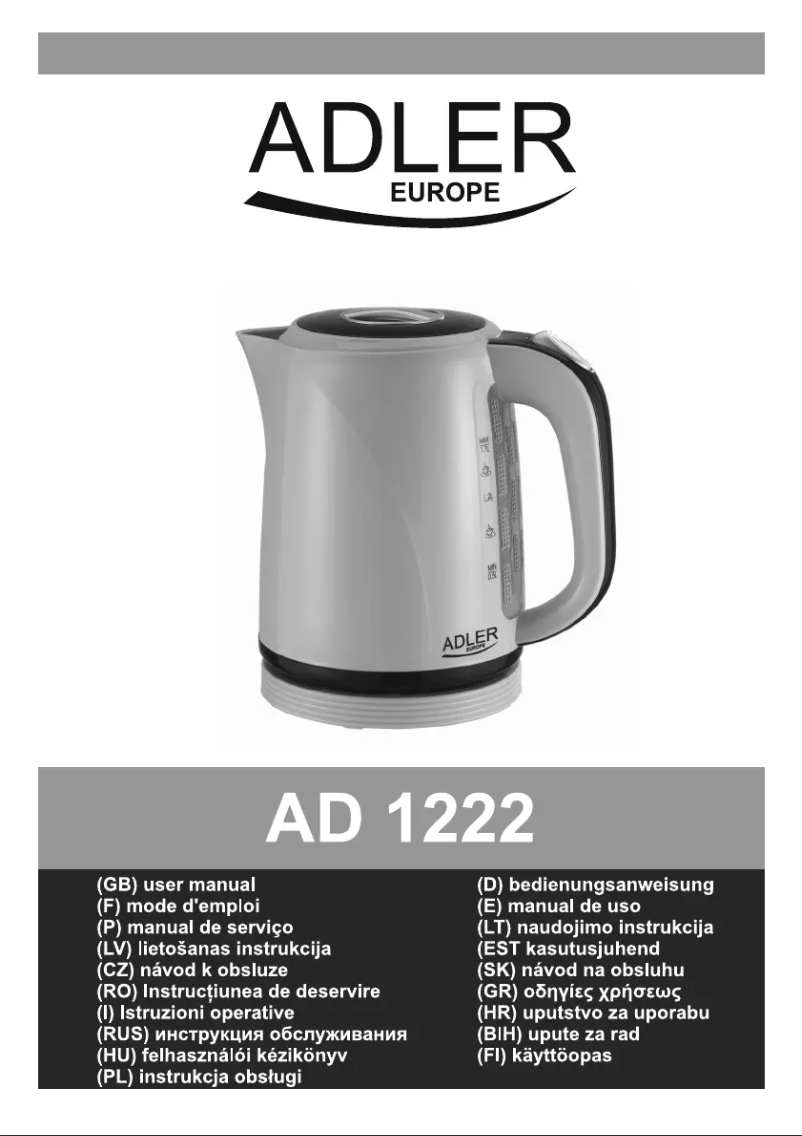 Page 1 de la notice Manuel utilisateur Adler AD 1222