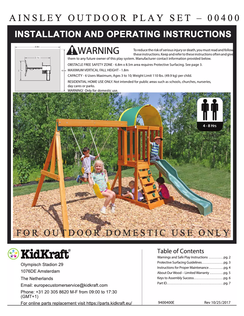 Image de la première page du manuel de l'appareil Ainsley Outdoor Playset