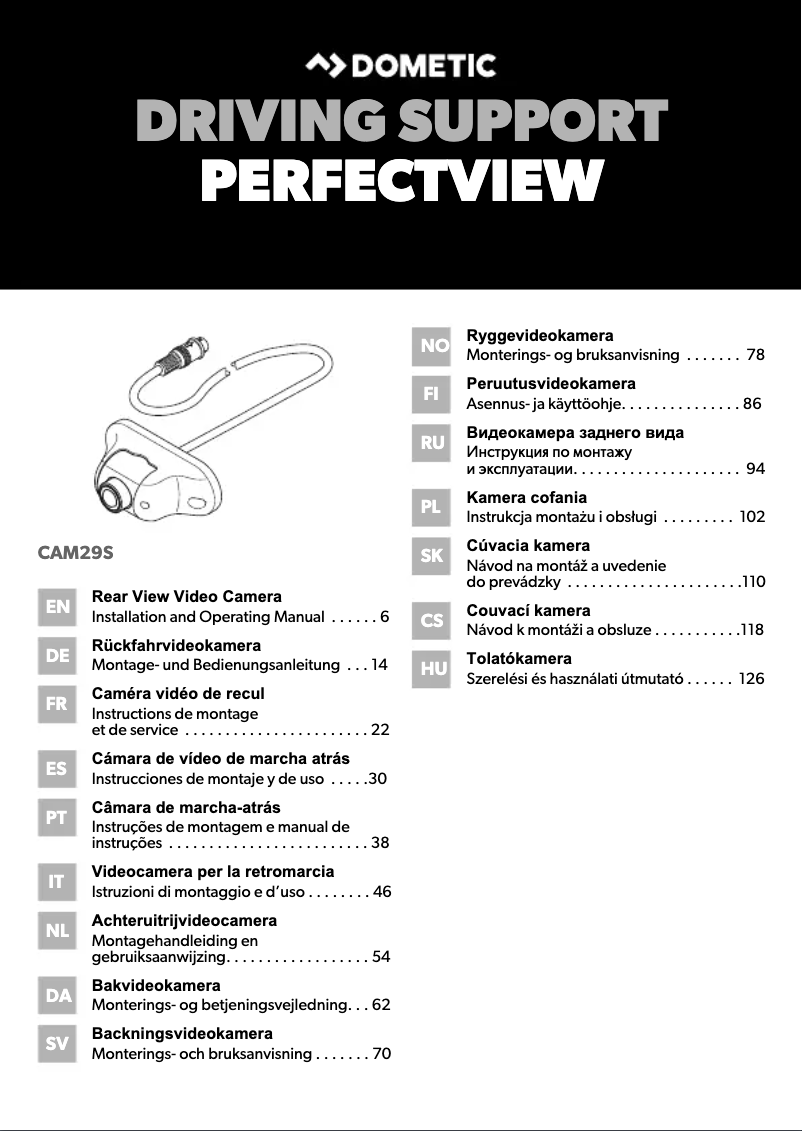 Page 1 de la notice Manuel utilisateur Dometic PerfectView CAM 29S