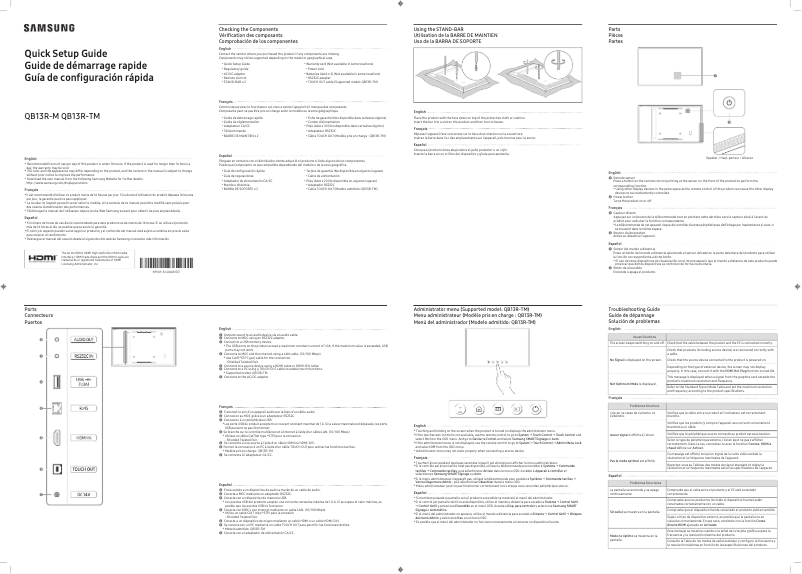 Page 1 de la notice Guide de démarrage rapide Samsung QB13R-M