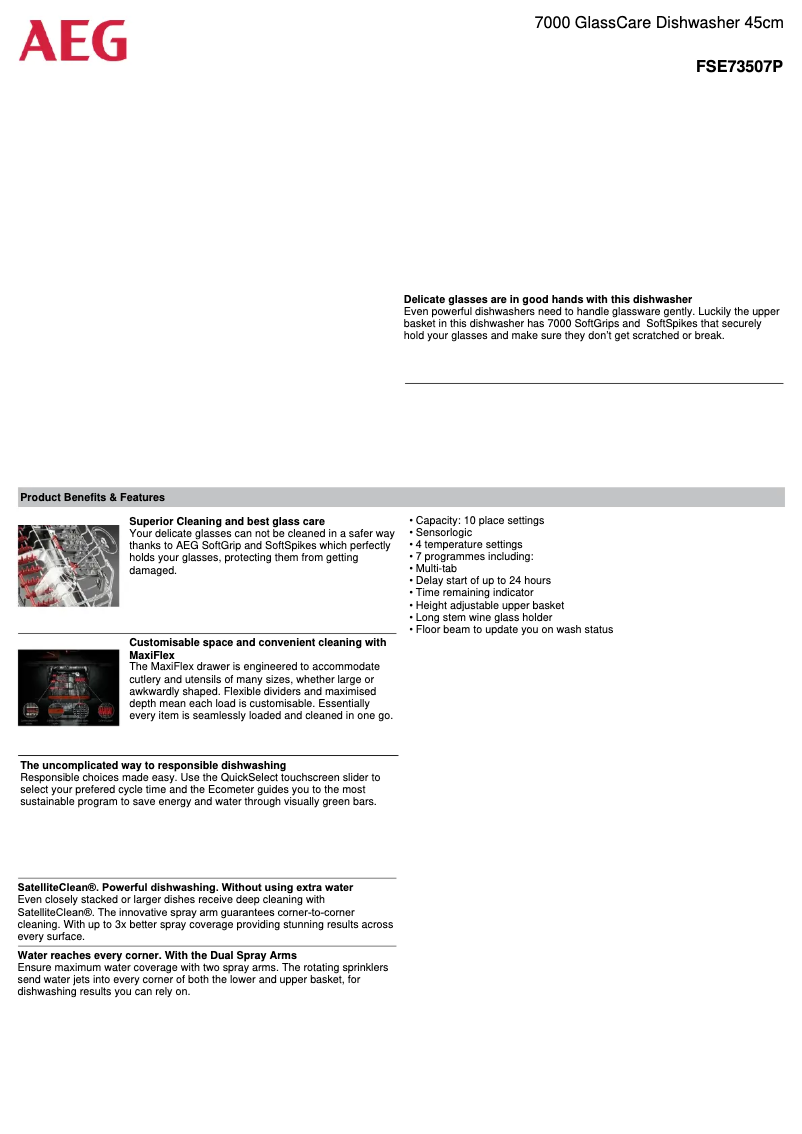 Página 1 del manual Ficha técnica AEG FSE73507P