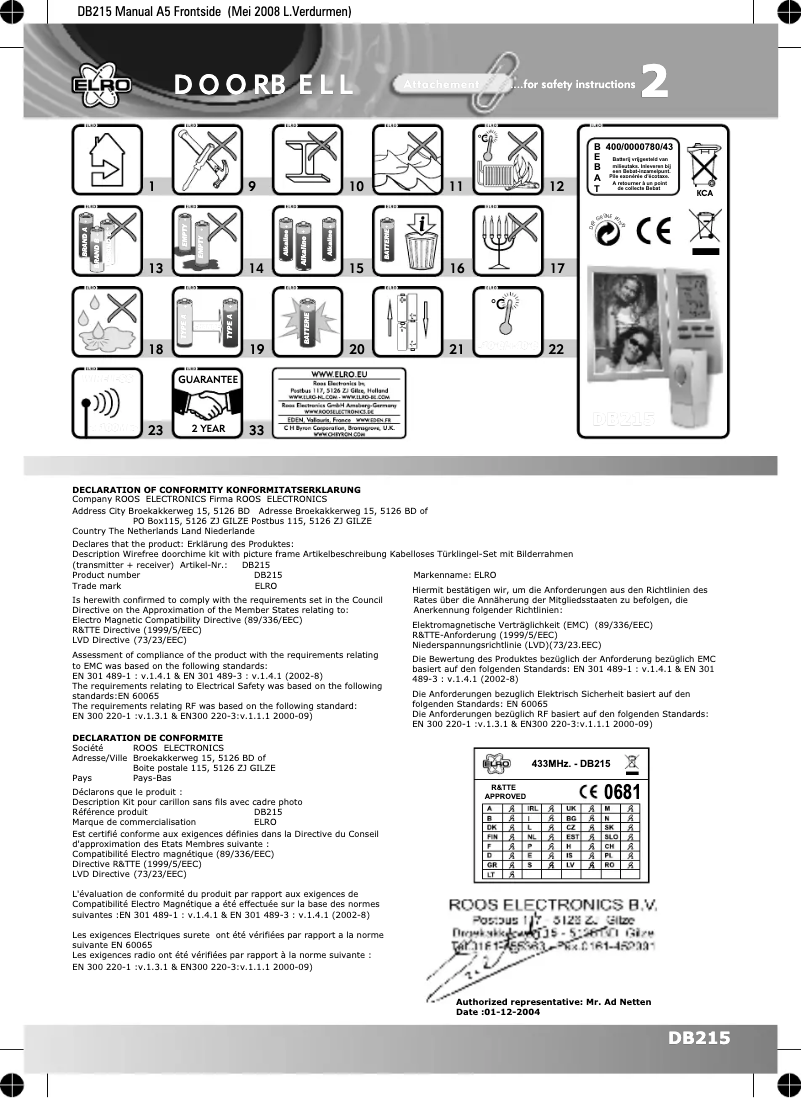 Page n°1 - Manuel utilisateur Elro DB215