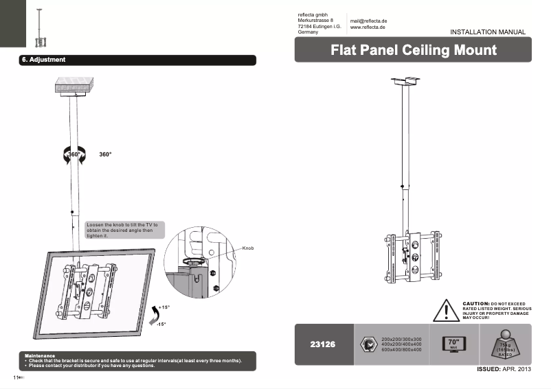 Page 1 de la notice Manuel utilisateur Reflecta Pallas XL
