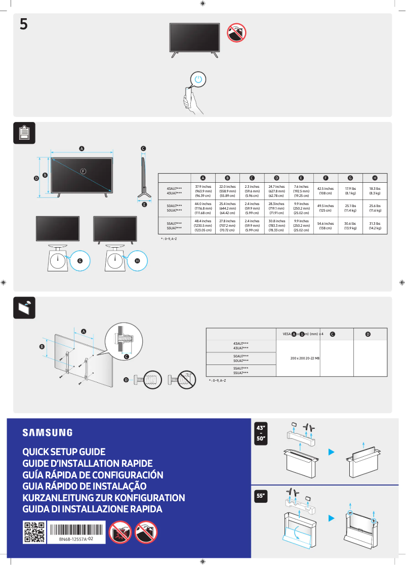 Image de la première page du manuel de l'appareil UE43AU7110K