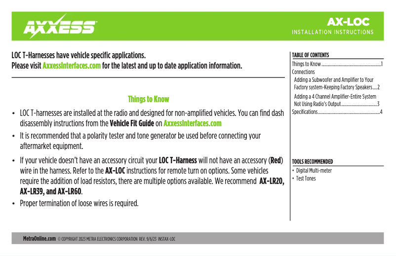 Page 1 of the manual User Manual AXESS LOC-CHH2