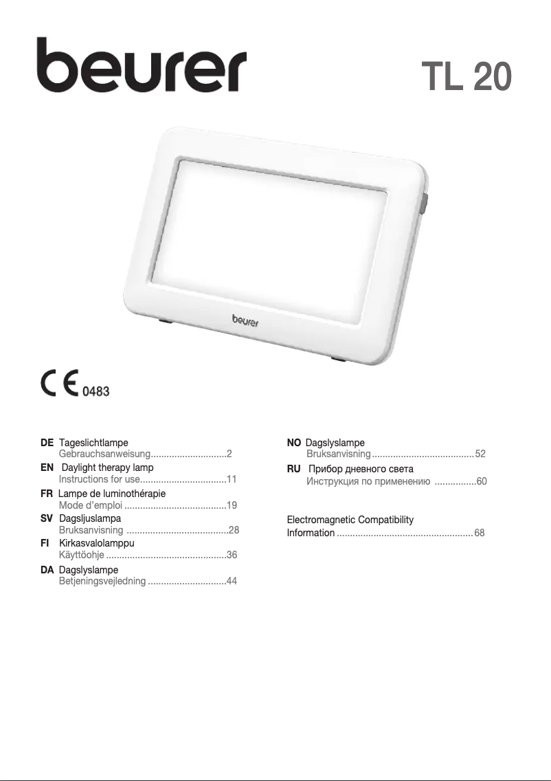 Page n°1 - Manuel utilisateur Beurer TL 20