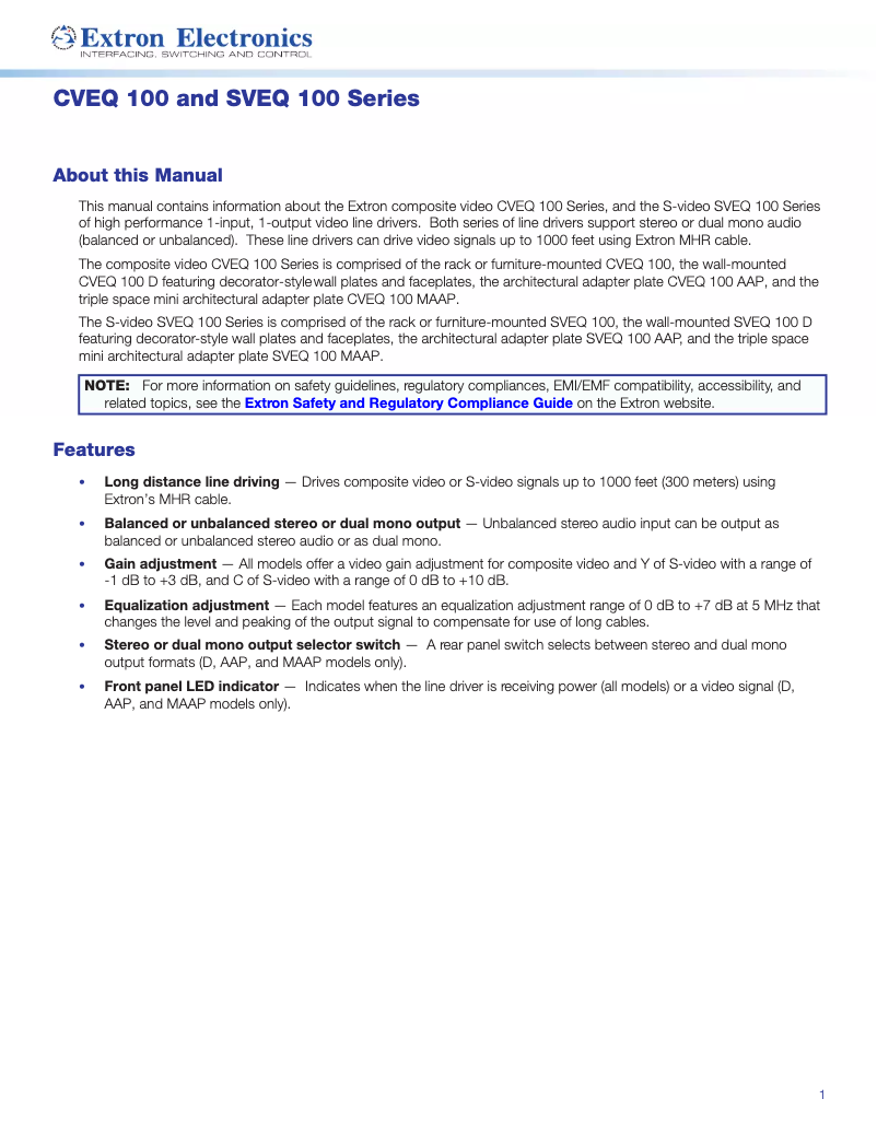 Image de la première page du manuel de l'appareil SVEQ 100