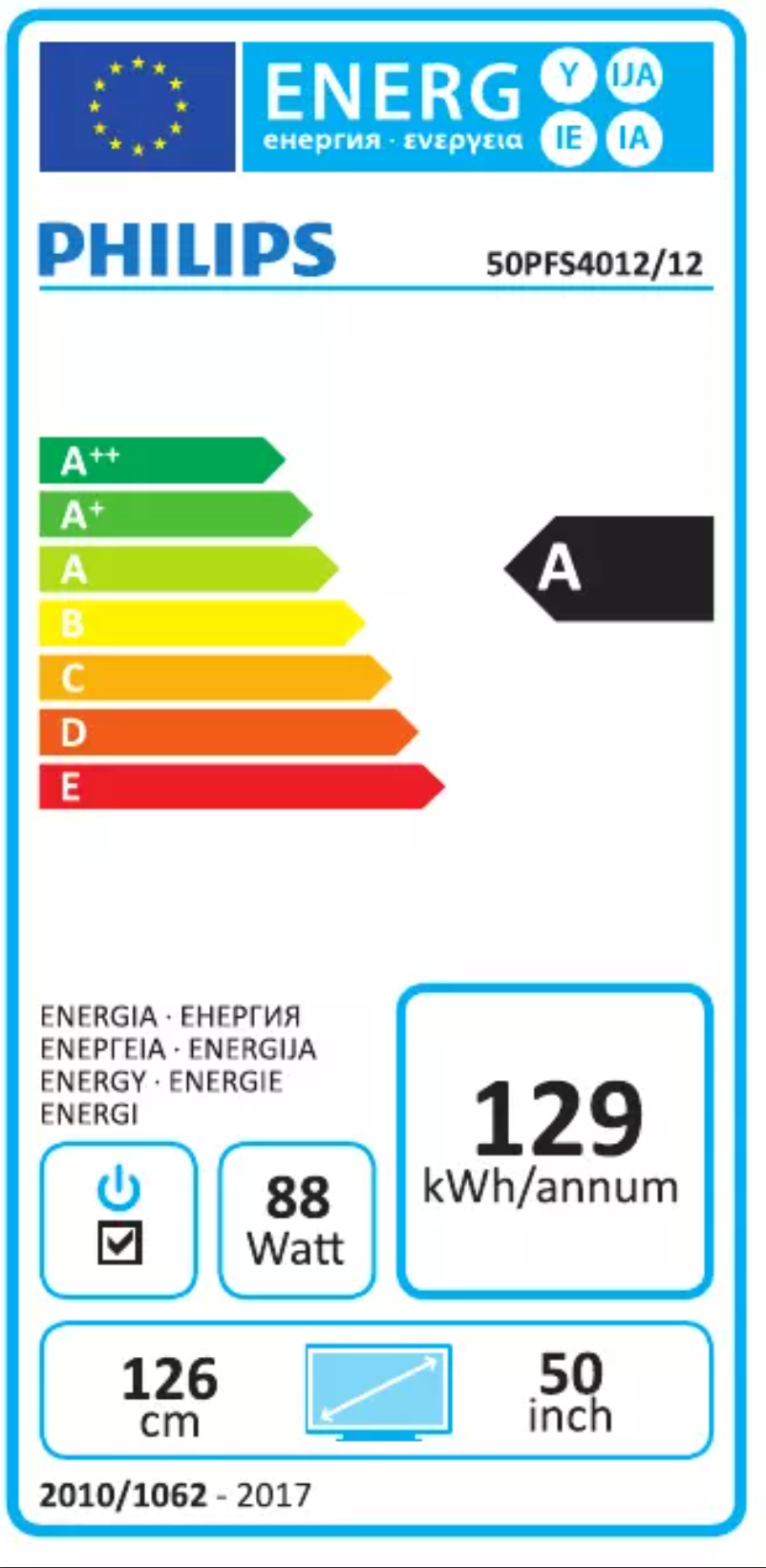Page 1 de la notice Label énergétique Philips 4000 series 50PFS4012
