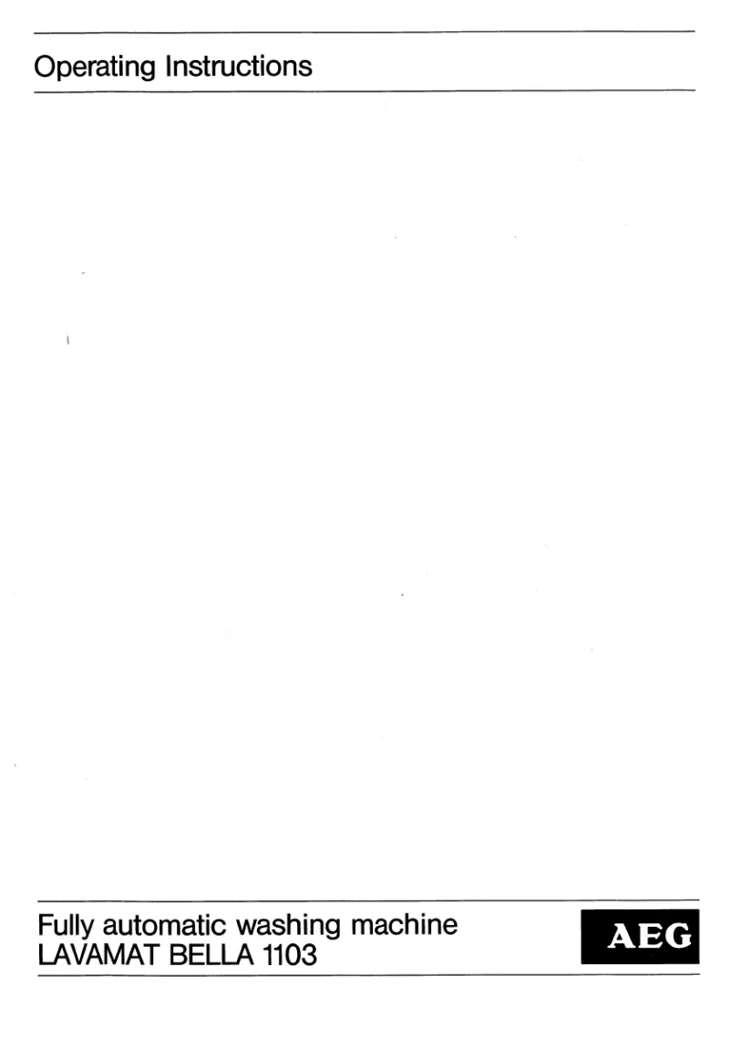 Image de la première page du manuel de l'appareil Lavamat Bella 1103