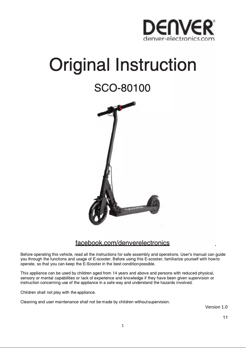 Page n°1 - Manuel utilisateur Denver SCO-80100