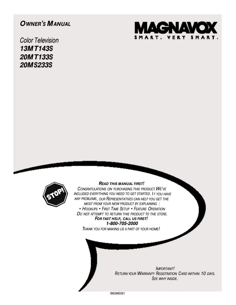 Page 1 de la notice Manuel utilisateur Philips 20MT133S