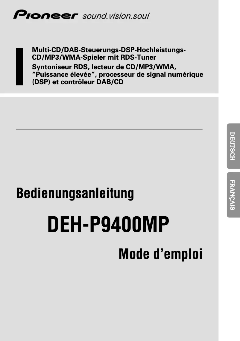 Image de la première page du manuel de l'appareil DEH-P9400MP