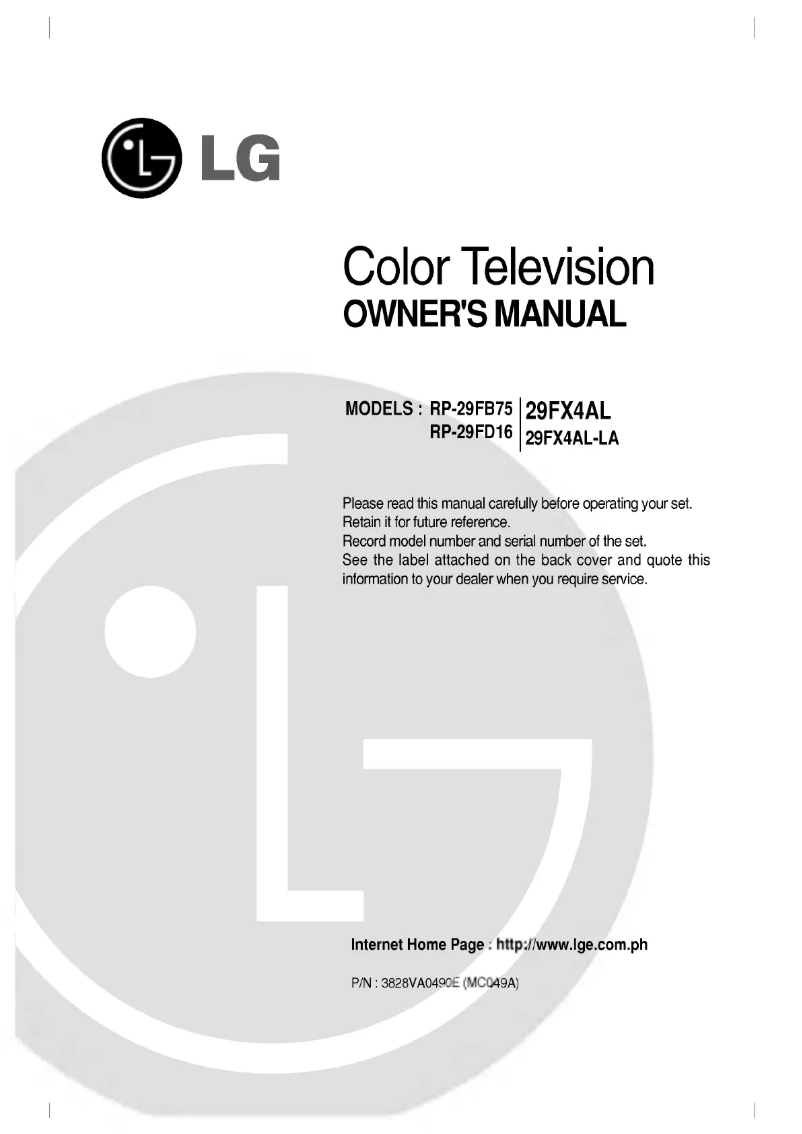 Page n°1 - Manuel utilisateur LG 29FX4AL