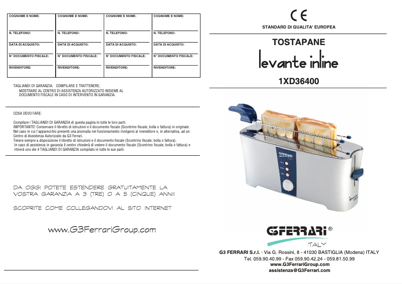 Page 1 de la notice Manuel utilisateur G3 Ferrari Levante InLine