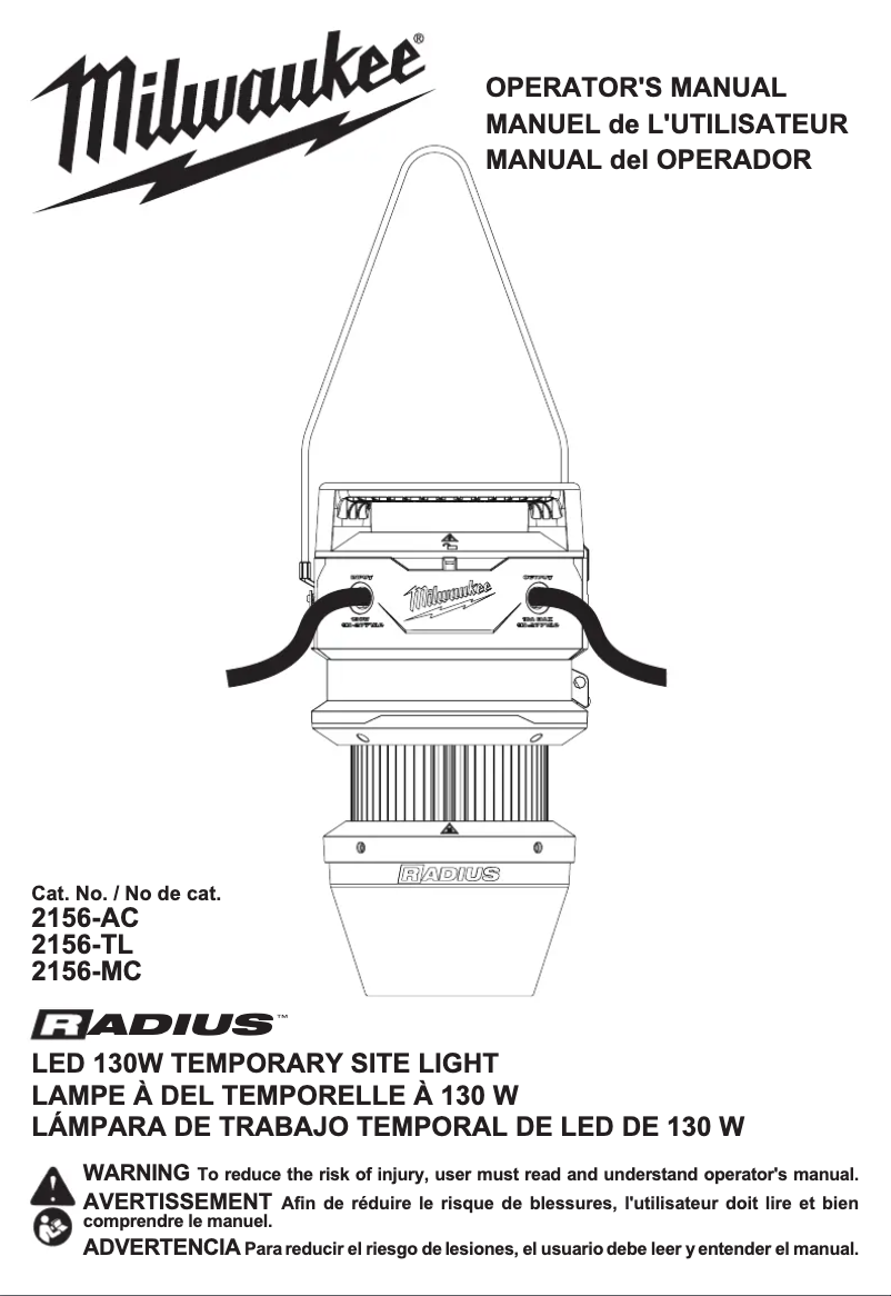 Page 1 de la notice Manuel utilisateur Milwaukee 2156-AC