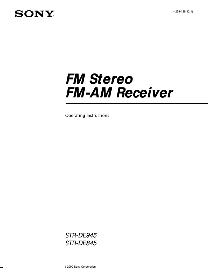 Page 1 de la notice Manuel utilisateur Sony STR-DE845