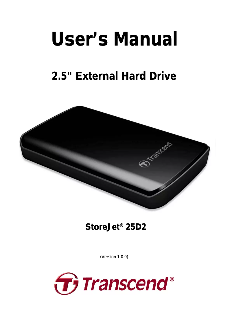 Page 1 de la notice Manuel utilisateur Transcend TS500GSJ25D2-W