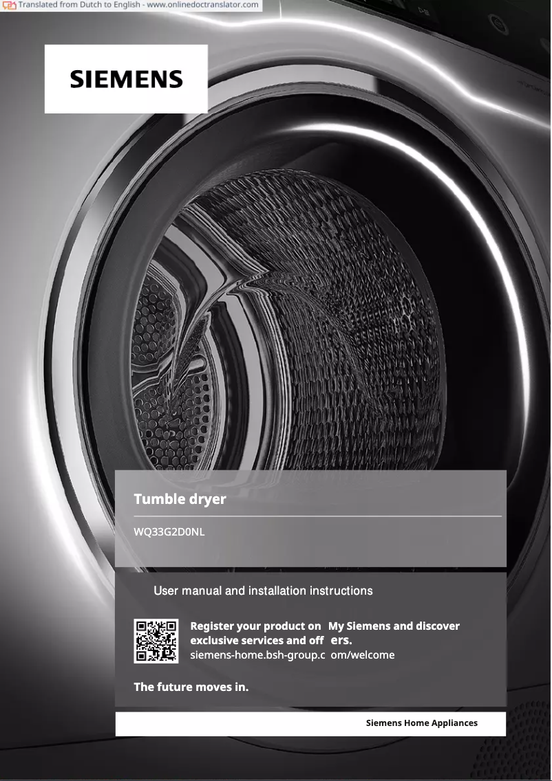 Image de la première page du manuel de l'appareil WQ33G2D0NL