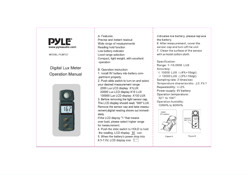 Page 1 de la notice Manuel utilisateur Pyle PLMT21